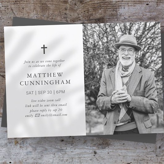 Invitation Commémoration Virtuelle De La Vie Croix Simple