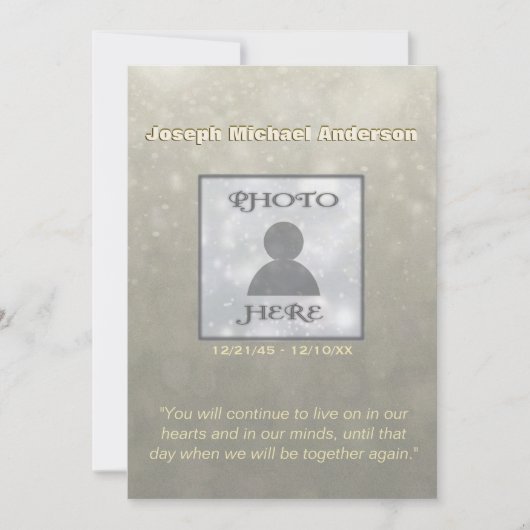 Invitation commémorative | Ajouter une photo (Devant)