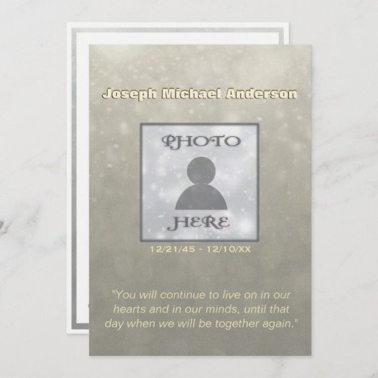 Invitation commémorative | Ajouter une photo (Devant / Derrière)