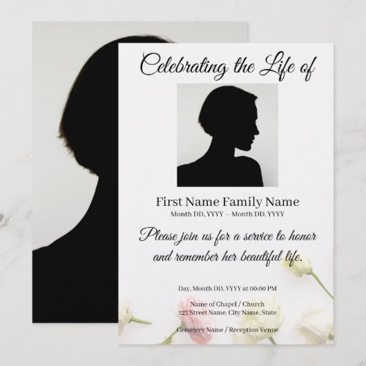 Invitation commémorative aux Roses (Devant / Derrière)