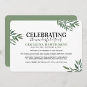 Invitation commémorative Botanique simple en aquar (Devant / Derrière)