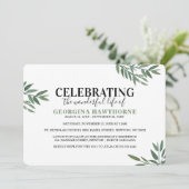 Invitation commémorative Botanique simple en aquar (Debout devant)