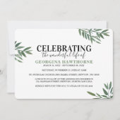 Invitation commémorative Botanique simple en aquar (Devant)