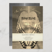 Invitation commémorative | Coeur d'or avec ailes d (Devant / Derrière)