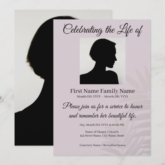 Invitation commémorative de feuille (Devant / Derrière)