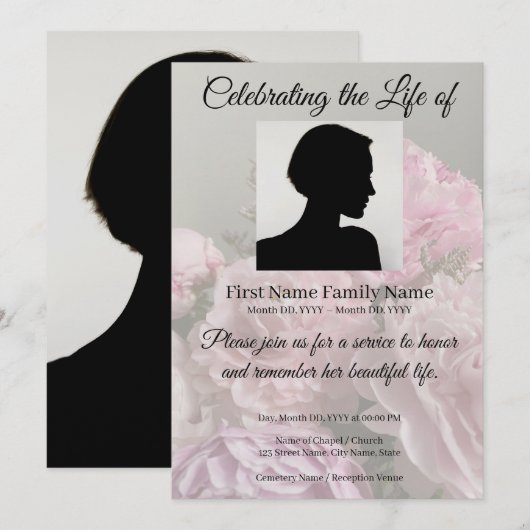 Invitation commémorative de fleurs (Devant / Derrière)