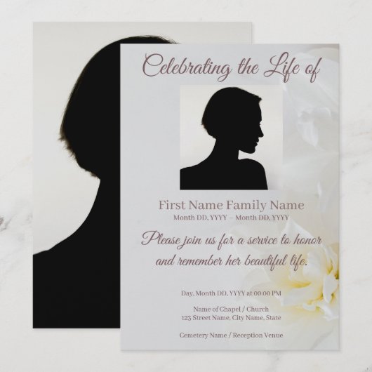 Invitation commémorative de rose (Devant / Derrière)