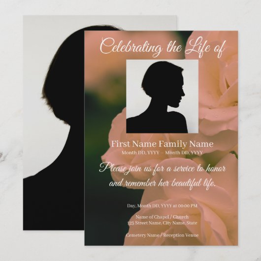 Invitation commémorative de rose (Devant / Derrière)