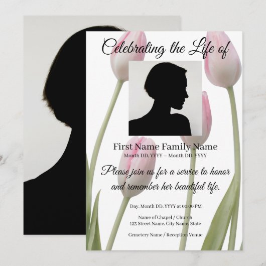 Invitation commémorative de tulipe (Devant / Derrière)