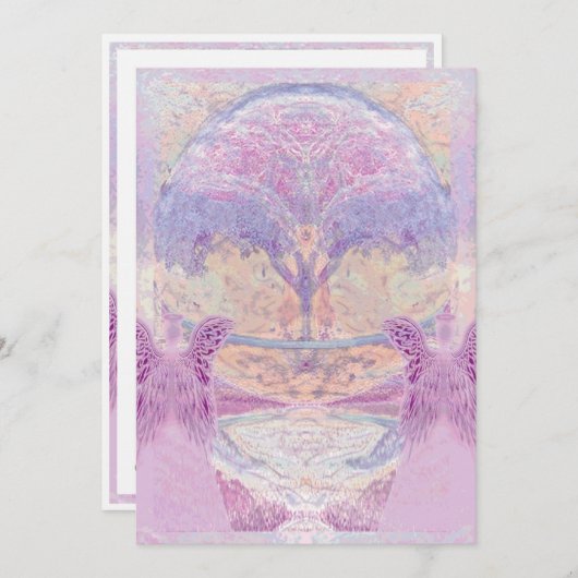 Invitation commémorative | Deux anges et arbre (Devant / Derrière)