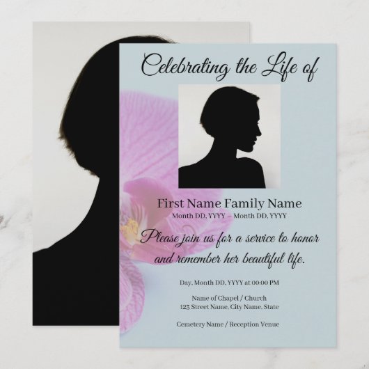 Invitation commémorative d'orchidée (Devant / Derrière)