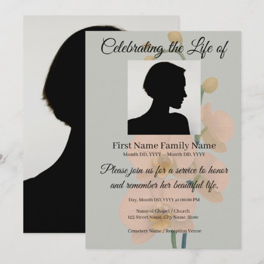 Invitation commémorative d'orchidée (Devant / Derrière)