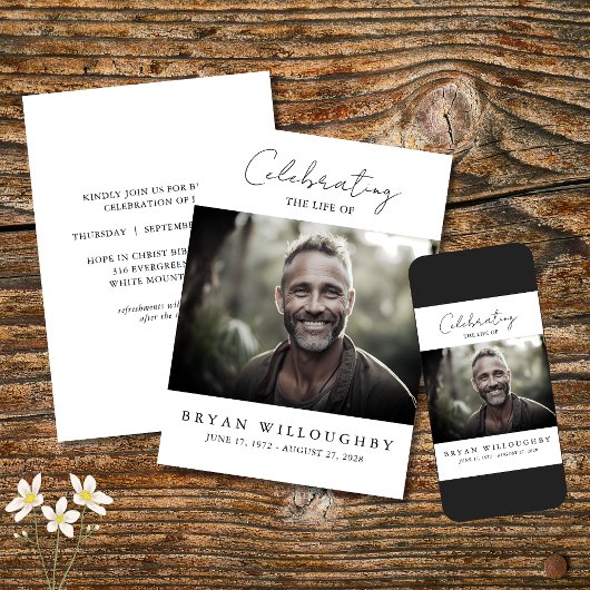 Invitation commémorative funéraire minimaliste mod