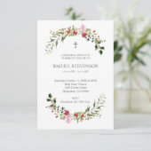 Invitation Commemorative In memoriam Floral in Pink & Red (Debout devant)