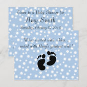 Invitation Commencé Par Un Baby shower Bleu Bouteux (Devant / Derrière)