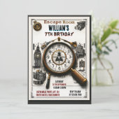 Invitation commencer Clue Spy Escape Room 7e anniversaire Inv (Debout devant)