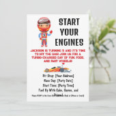 Invitation Commencez vos moteurs - 5e anniversaire du garçon (Debout devant)