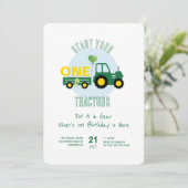 Invitation Commencez vos tracteurs Garçon 1er anniversaire (Debout devant)