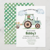 Invitation Commencez votre tracteur 1er anniversaire Invitati (Devant / Derrière)