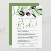 Invitation Comment bien connaître Bride Olive Branches Fête d (Devant / Derrière)