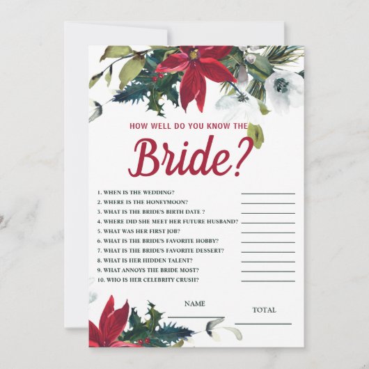 Invitation Comment bien connaître Bride Poinsettia Fête des m (Devant)