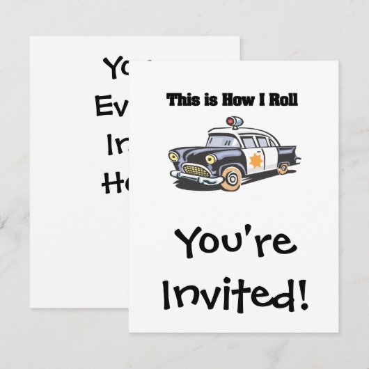 Invitation Comment je roule (Police/Cop Car) (Devant / Derrière)