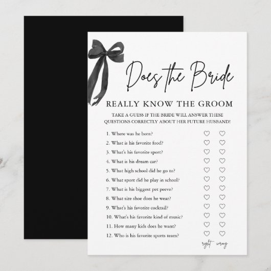 Invitation Comment la mariée connaît-elle vraiment le jeu du (Devant / Derrière)