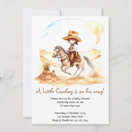 Invitation Comment le bonheur : Baby shower Cowboy (Devant)