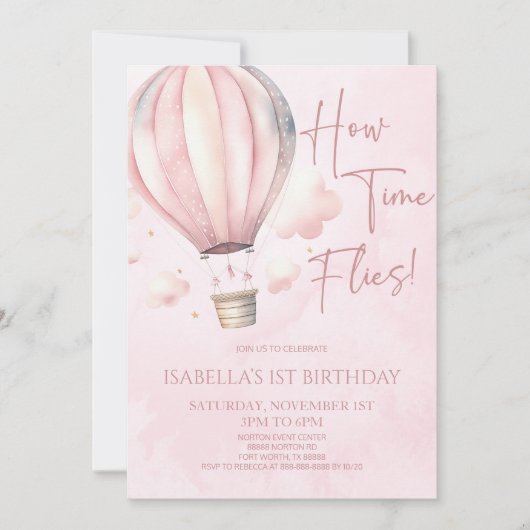 Invitation Comment le temps vole ! Ballotte à air chaud fête (Devant)