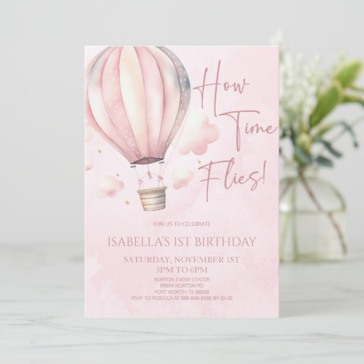 Invitation Comment le temps vole ! Ballotte à air chaud fête  (Debout devant)