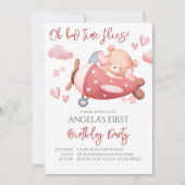 Invitation Comment le temps vole rose ours en peluche minuscu (Devant)