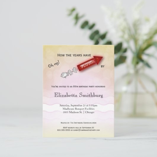 Invitation Comment les années ont volé par - anniversaire (Debout devant)