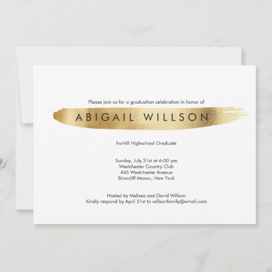 Invitation "Comment les années volent" Gold Script Graduation (Dos)