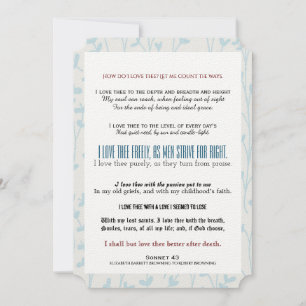 Invitation Comment t'aime-t-on ? Mariage de poésie typographi