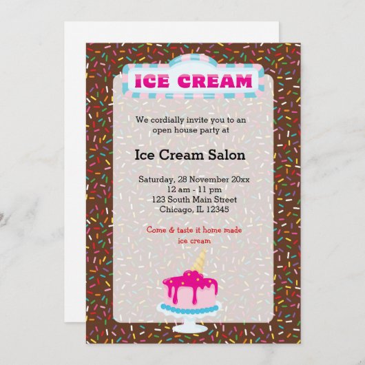 Invitation Commerce de crème glacée (Devant / Derrière)