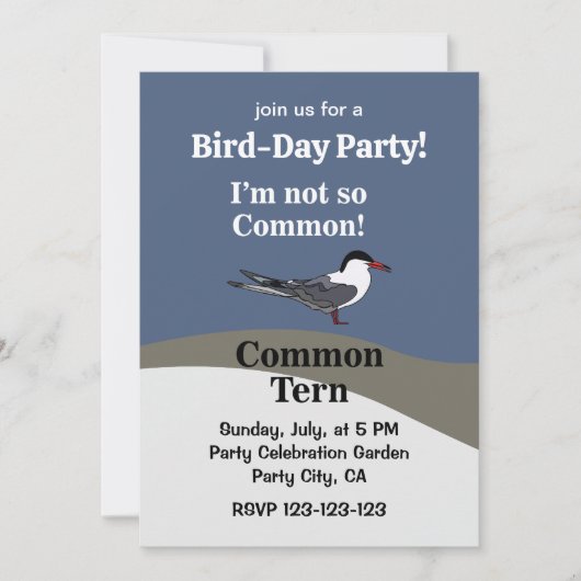 Invitation Common Tern Seabird Funny Birthday Party (Devant)