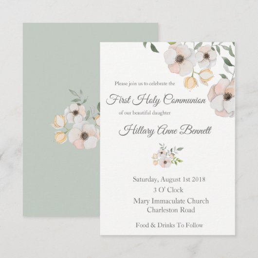 Invitation Communion botanique (Devant / Derrière)