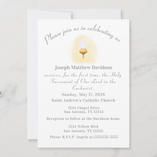 Invitation Communion catholique (Devant)