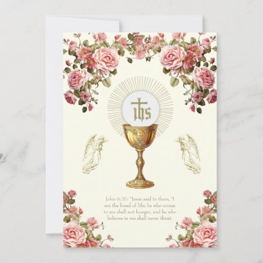 Invitation Communion Catholique Eucharistie Florale (Dos)