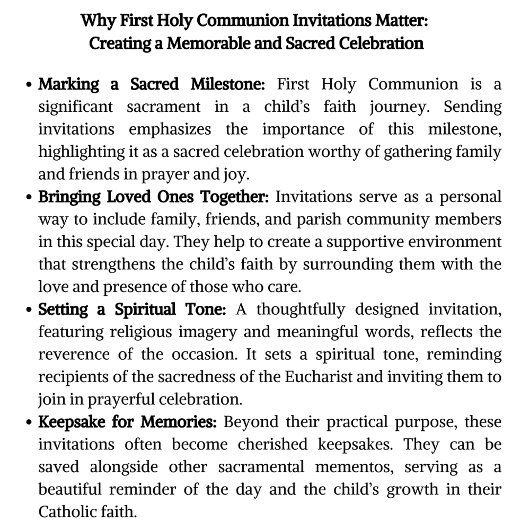 Invitation Communion Catholique Eucharistie Florale