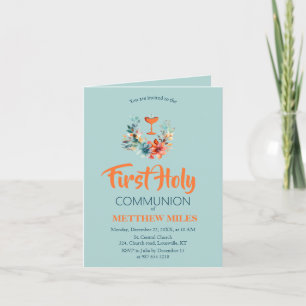 Invitation Communion catholique florale minimaliste