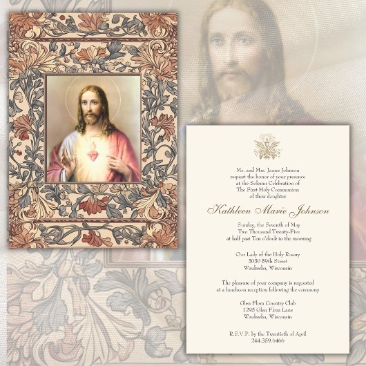 Invitation Communion catholique Jésus garçon ou fille