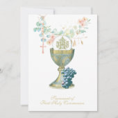 Invitation Communion catholique traditionnelle Eucalyptus (Devant)