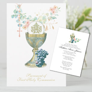 Invitation Communion catholique traditionnelle Eucalyptus