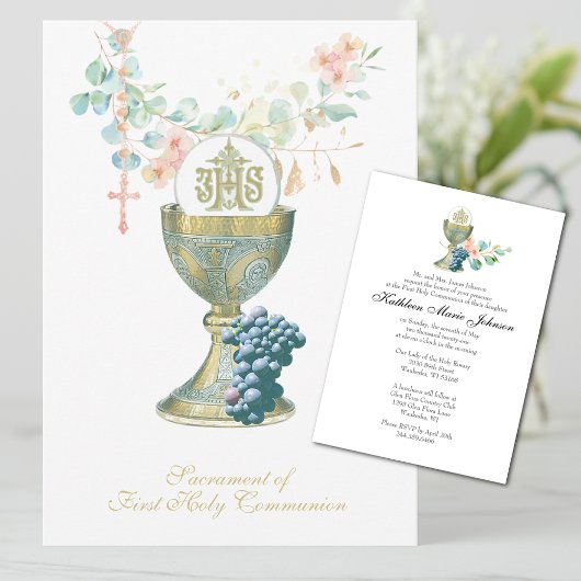 Invitation Communion catholique traditionnelle Eucalyptus