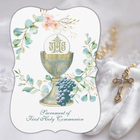 Invitation Communion catholique traditionnelle Eucalyptus