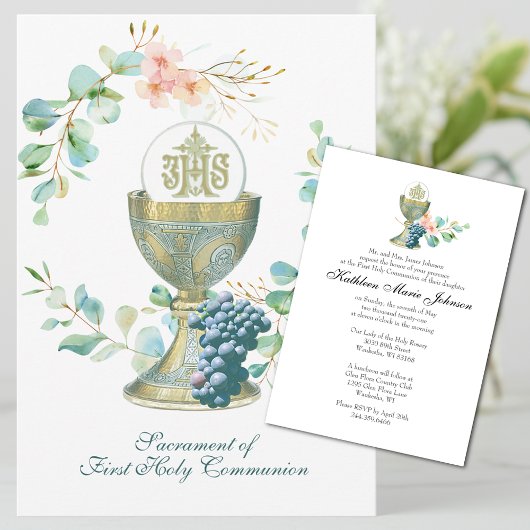 Invitation Communion Catholique Traditionnelle Eucalyptus Dan
