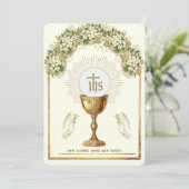 Invitation Communion catholique traditionnelle florale (Debout devant)