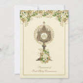 Invitation Communion catholique traditionnelle florale (Devant)