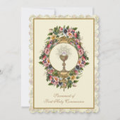 Invitation Communion catholique traditionnelle florale (Devant)